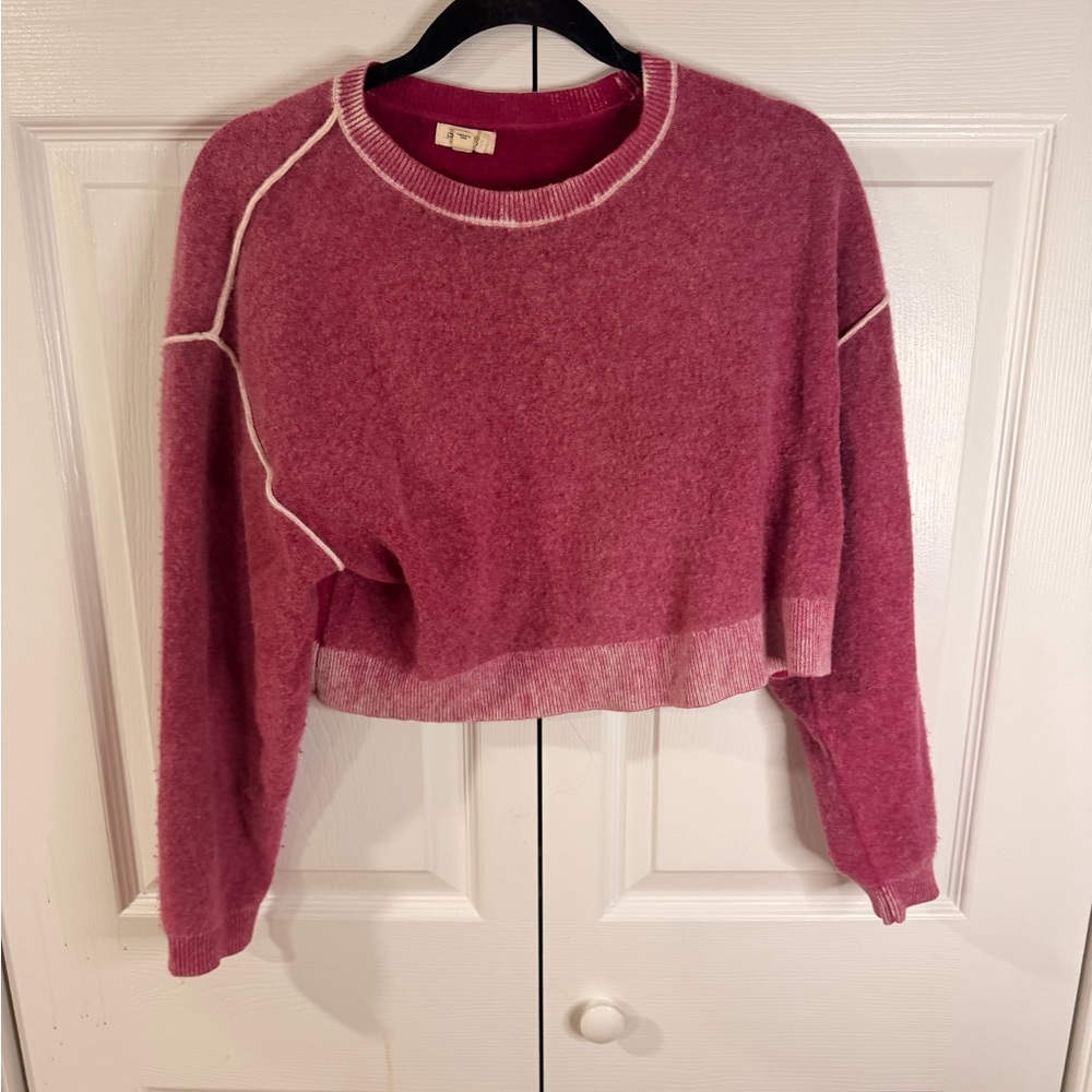 Pilcro Rose Pink Striped Knit Pullover